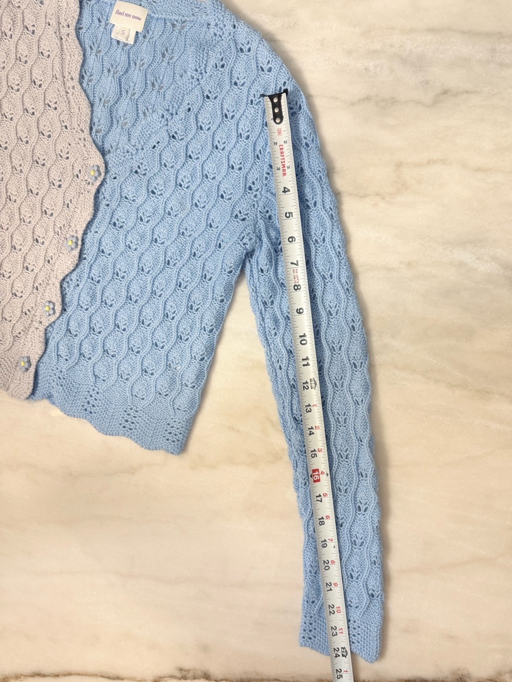 Anthropologie Find Me Now Lumi Wool Blend Colorblock Cardigan Blue Pink Size S - Picture 6 of 13